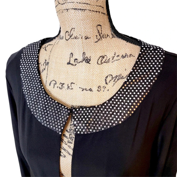 PERCEPTIONS PETITE Women's Embellished Collared Knit Cardigan Black Size 16P - Picture 14 of 14